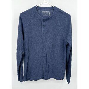Faherty Cloud Cotton Shirt Adult Large Blue Pima Cotton Blend Henley Men